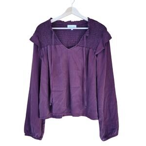 bella dahl Smocked Yoke Blouse Burgundy L